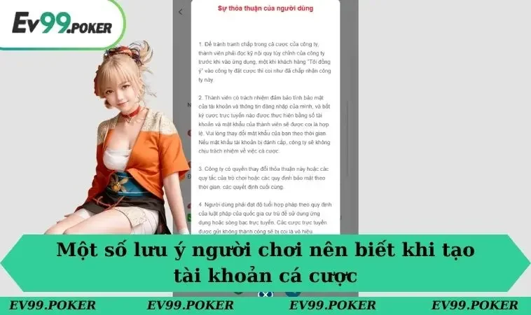 Một số lưu ý người chơi nên biết khi tạo tài khoản cá cược